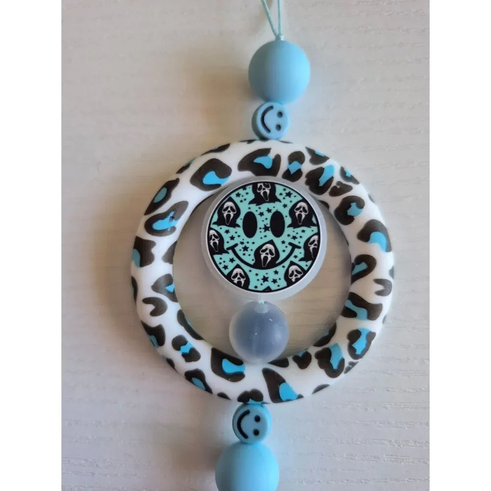 Beaded Rear View Mirror Car Charm, Handmade Hanging Auto Accessory